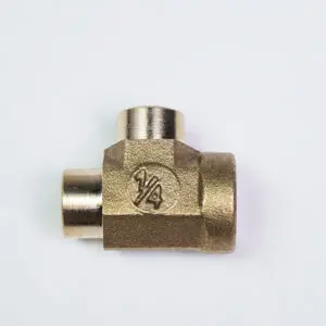 Tee-Nipple 1/4" PT female to M8 to M8, Brass (00-70789)