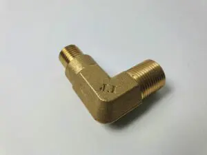 Elbow w/ Long Nipple, 1/4" PT male to 3/8" PF male