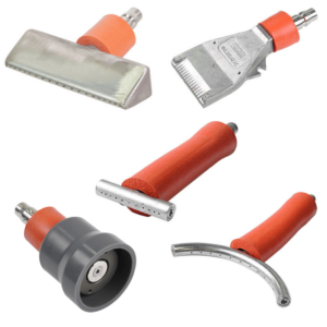 Assortment of standard quick-connect attachments for use with the Optima Steamer by Steamericas