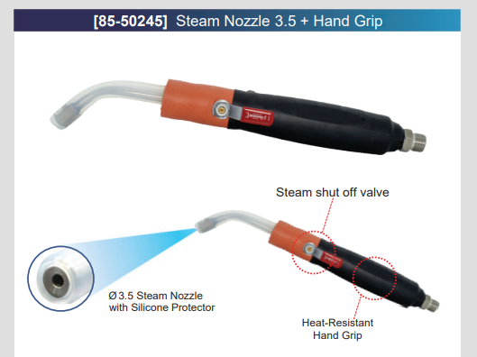 Adjustable Output Steam Sprayer w/ Angled Precision Nozzle - 3.5 mm